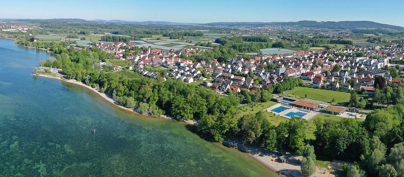 Stadt am See von oben